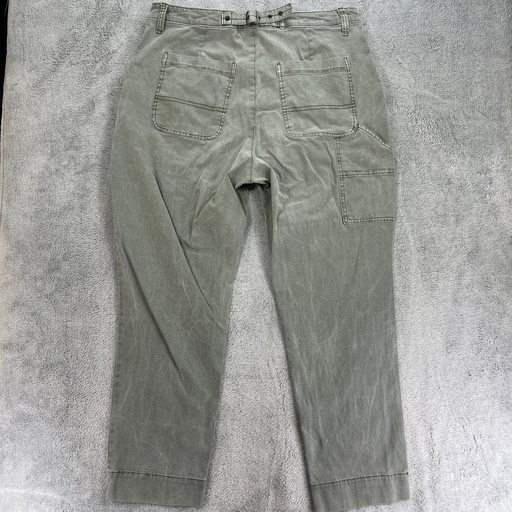 Old Navy Pants Women 14 Green Utility Carpenter High Waisted Cinch Back Canvas - Picture 5 of 16